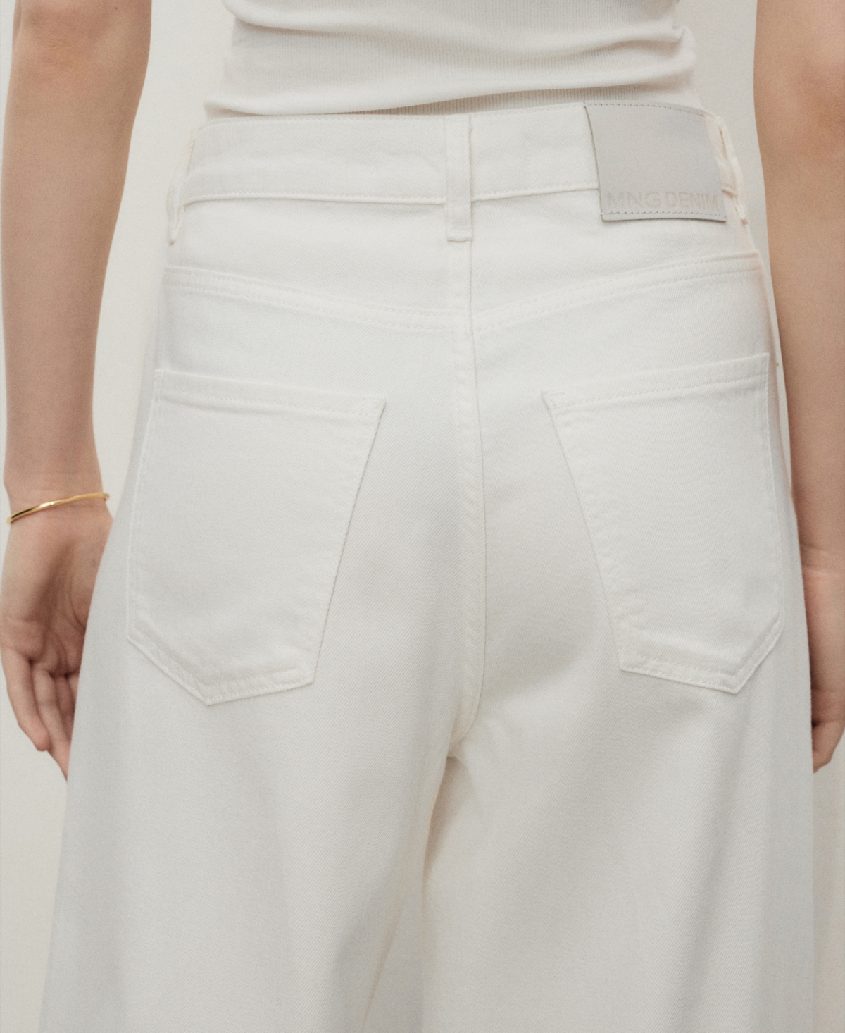 Mango High Waist Wide Leg Jeans In Neutral