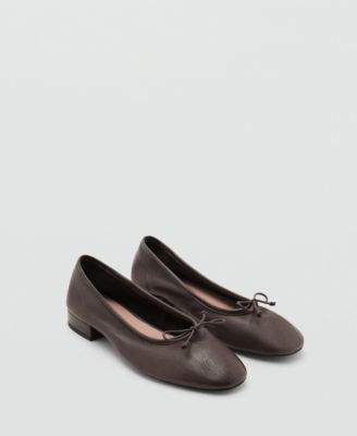 MANGO - Women's Leather Ballet Flats