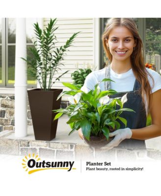 28" Tall Plastic Flower Pot, Set of 3, Large Outdoor & Indoor