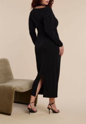 Women's Plus Size Maxi Dress With Halter Layer