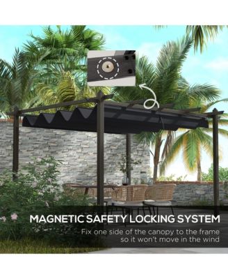 10'x13' Retractable Pergola with Wood Grain Aluminum Frame,