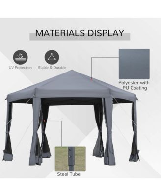13' x 13' Pop Up Hexagonal Canopy Tent w/ Mesh Sidewalls,