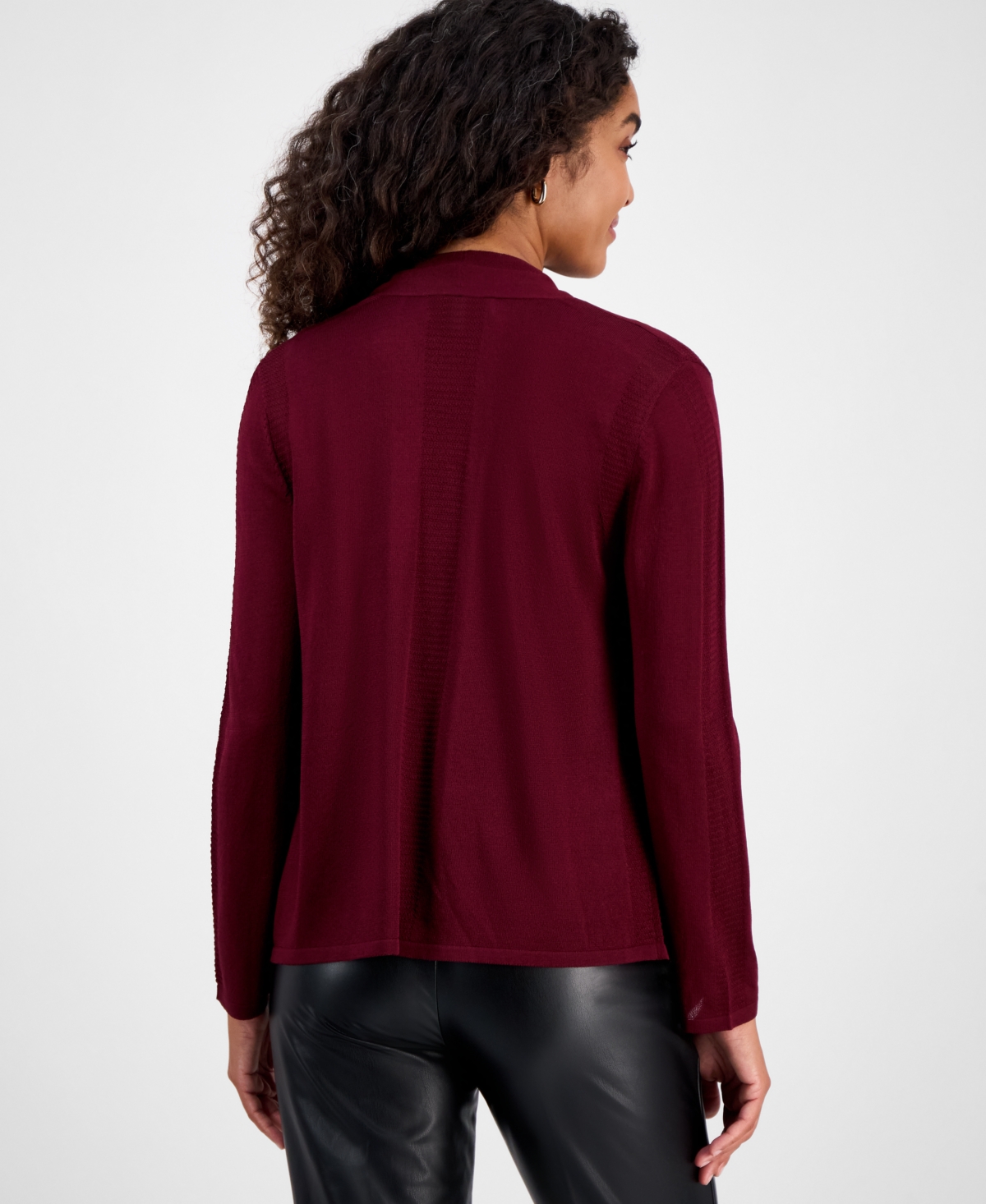 Kasper Women's Stitch-trim A-line Open-front Jacket In Burgundy