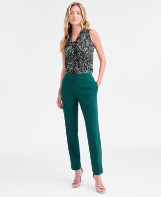 Kasper - Press-Pleat Fly-Front Pants, Regular & Petite Sizes