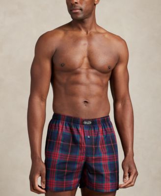 Men's 3-Pack Single-Button Fly Woven Boxers Holiday Gift Set