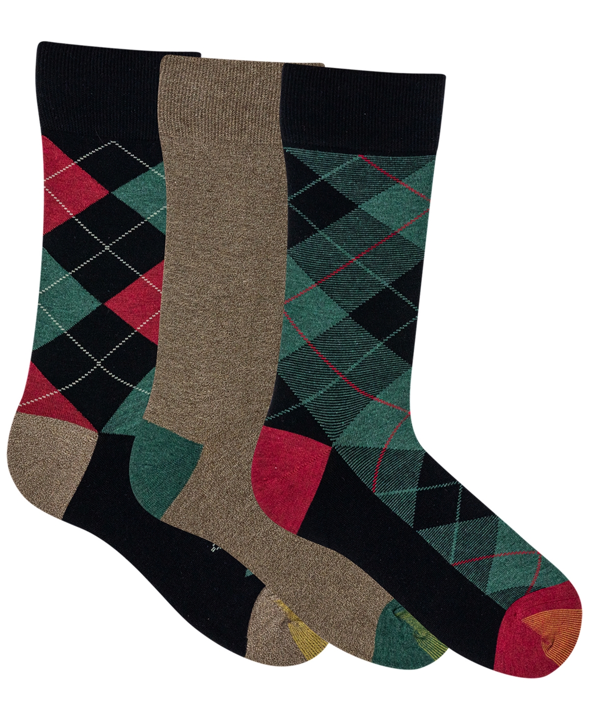 Gold Toe Men's 3-pack Holiday Plaid Reinforced Toe Crew Socks In Multi