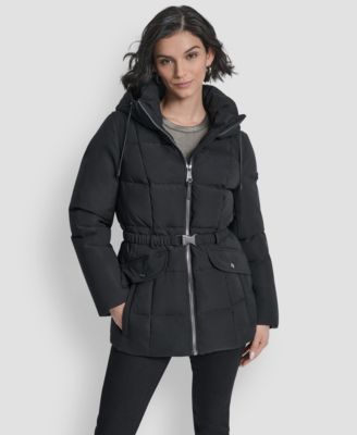 Women's Belted Hooded Puffer Coat