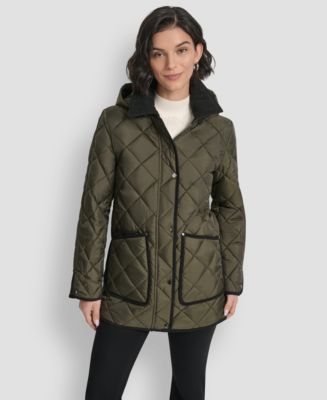 【DKNY】 コート L DKNY Women's Corduroy Collar Hooded Quilted Coat - Macy's
