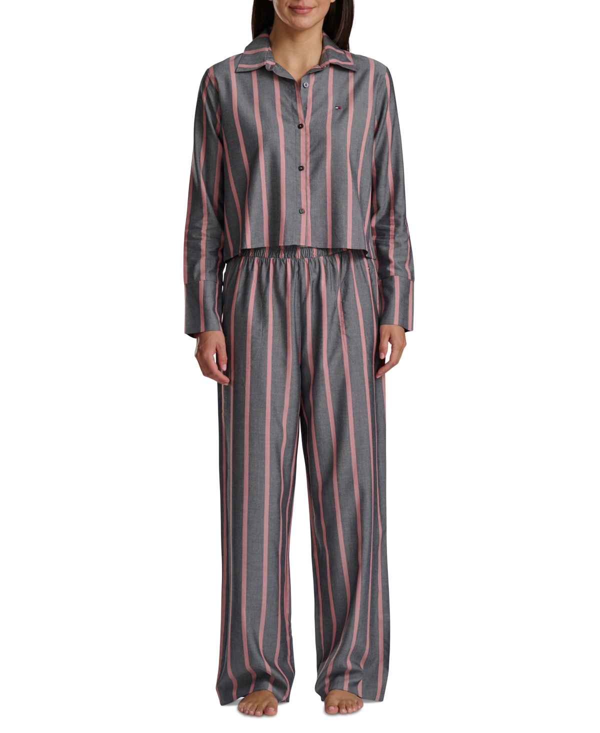 Tommy Hilfiger Women's Long Sleeve Top And High-waist Pant Set In Multi