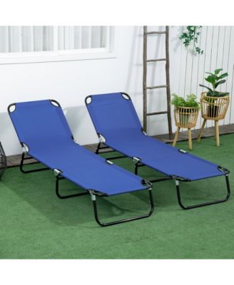 Folding Chaise Lounge Pool Chairs, Reclining Back, Steel Frame & Breathable Mesh for Beach, Yard, Patio