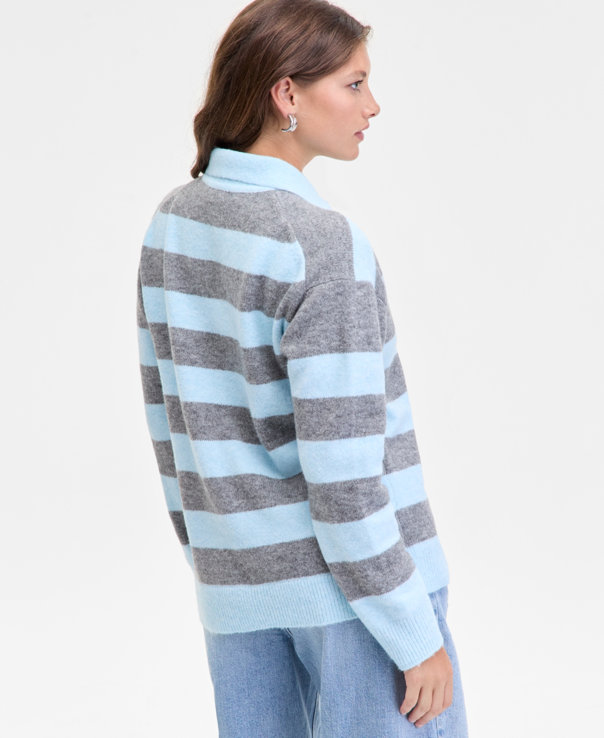 On 34th Women's Brushed Striped Polo Sweater, Macy's Exclusive In Blue