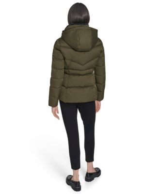 Women's Faux-Fur-Lined Hooded Puffer Coat