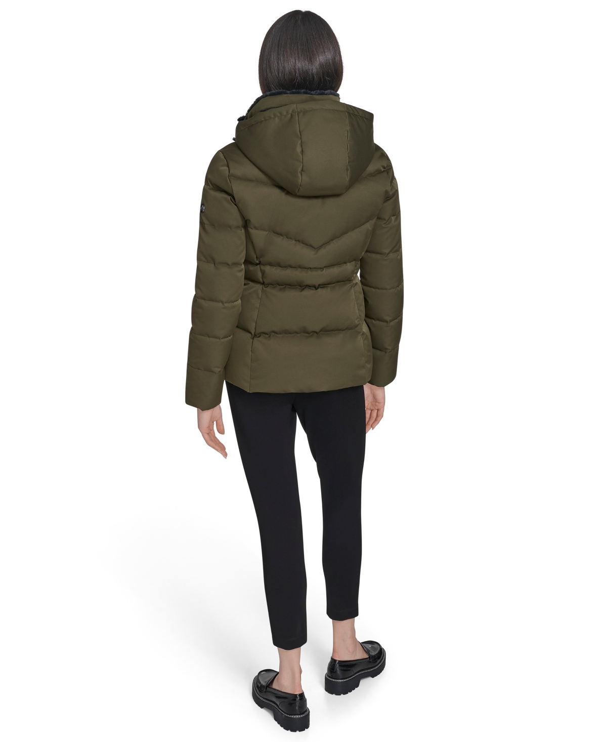 Calvin Klein Women's Faux-fur-lined Hooded Puffer Coat In Brown