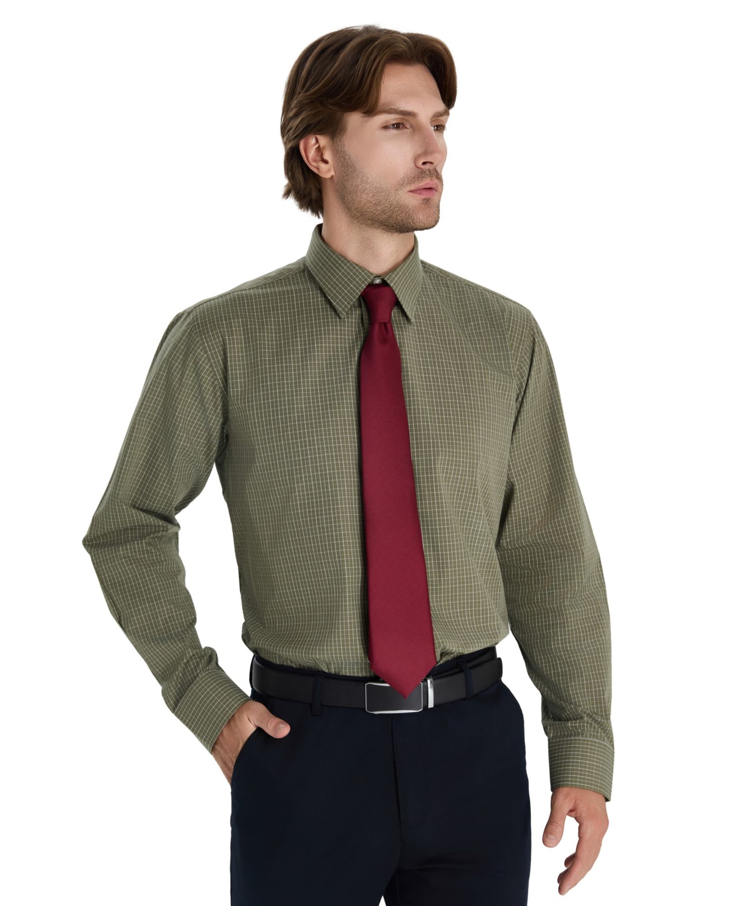 Men's Regular-Fit Micro Check Dress Shirt
