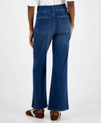 Petite Patch-Pocket Wide-Leg Jeans, Macy's Exclusive