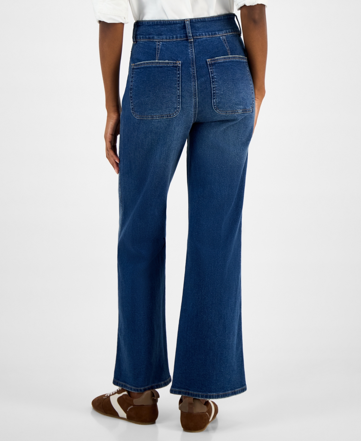 And Now This Women's Wide-Leg Faux-Leather-Trim Jeans, Macy's Exclusive