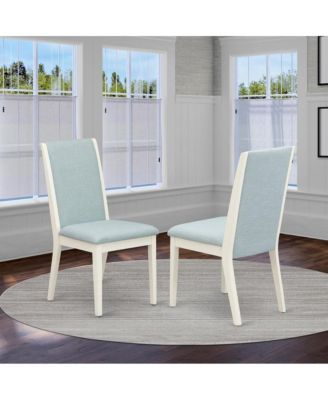 5Pc Kitchen Table Set Includes a Wood Table and 4 Parson Dining Chairs with Baby Blue Color Linen Fabric