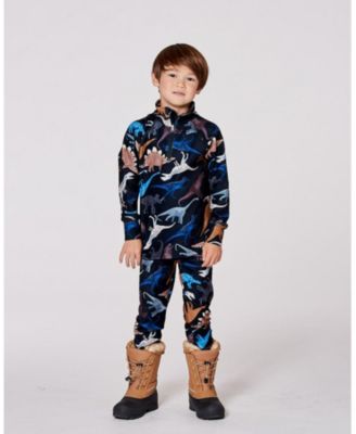 Toddler Boys Two-Piece Thermal Underwear Set Black Dinosaur Print - Toddler|Child