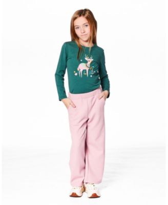 Little Girls Cotton Long Sleeve T-Shirt Dark Green - Toddler|Child