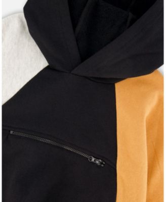 Boy Pullover Hooded Fleece Sweatshirt with Zip Pocket Black - Toddler|Child