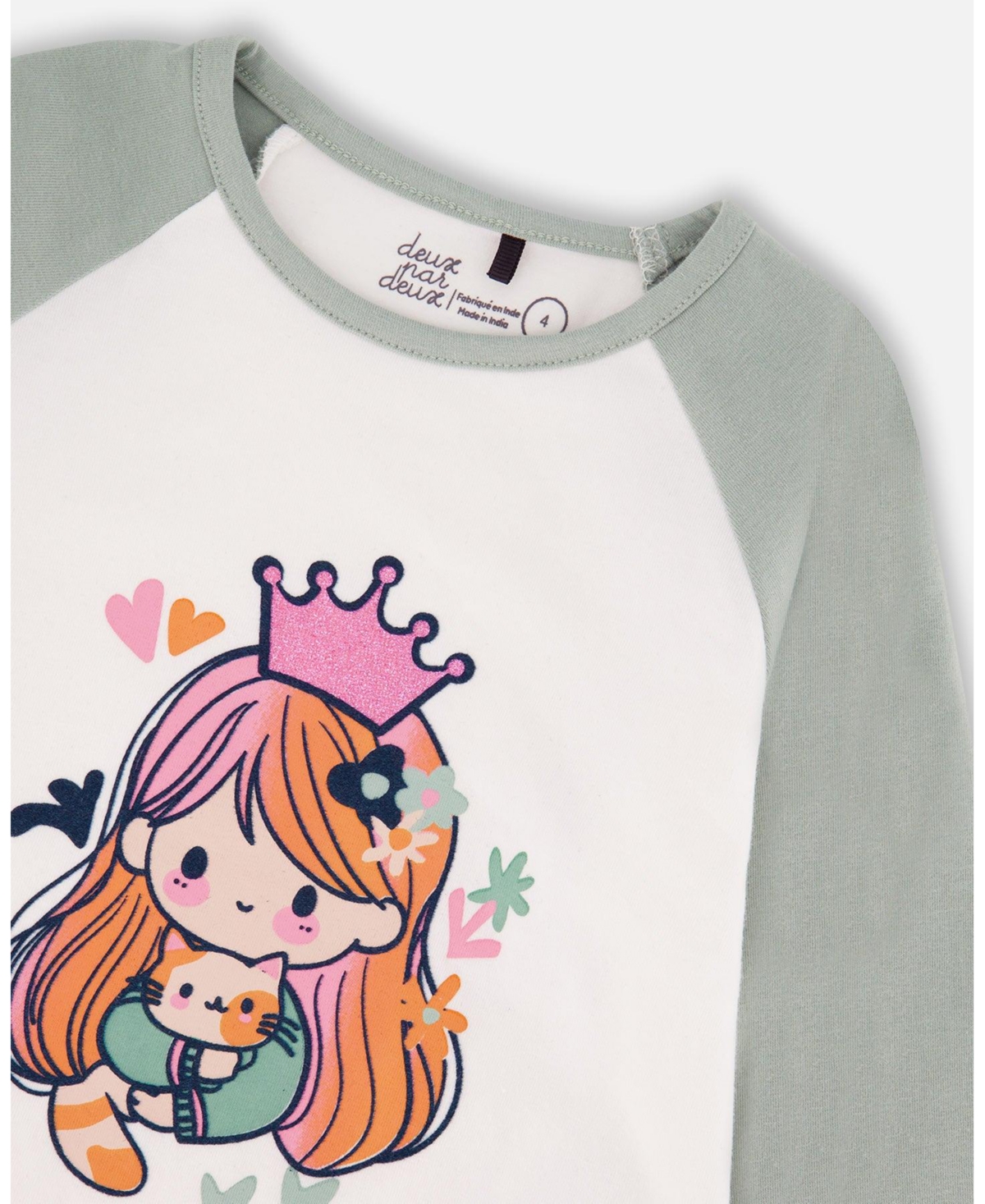 Deux par Girl Jersey Raglan Sleeve Tee Off-White