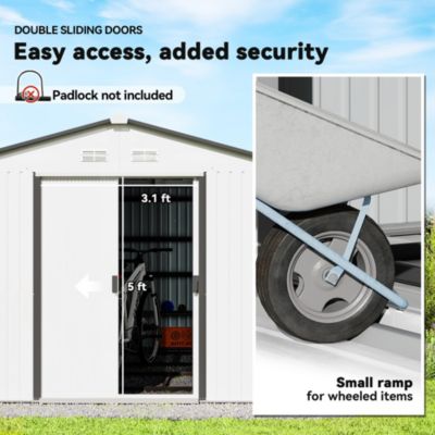 11ft x 9ft Outdoor Metal Storage Shed with 2 Doors,