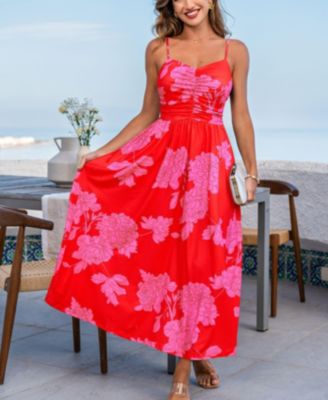 Women's Soft Side Floral Maxi Beach Dress