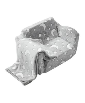 Convertible Kids Sofa to Lounger, Glow-in-the-Dark Flip-Out Couch for Bedroom Use