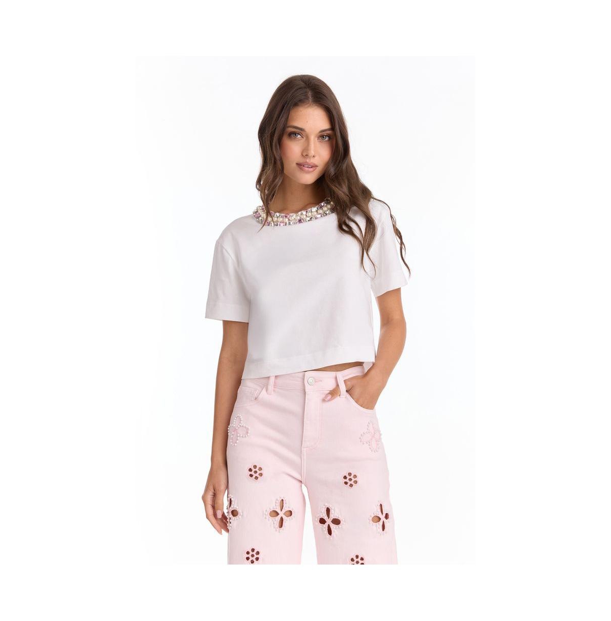Womens Crystal Naya T-Shirt - White - White