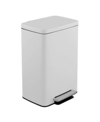 13 Gal./50 Liter Rectangular Stainless-Steel-Made Matt White Step-on Trash Can for Kitchen