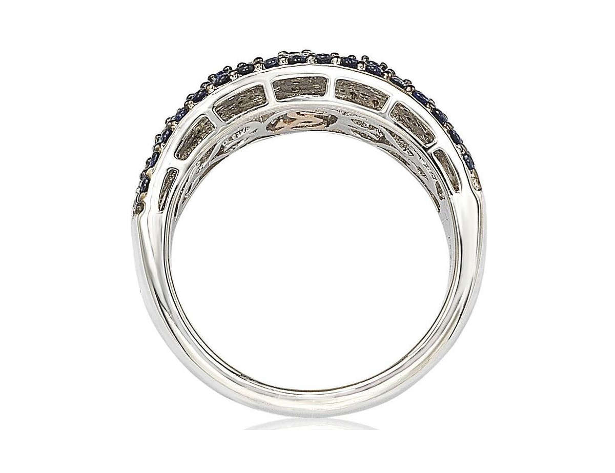 Suzy Levian New York Sterling Silver 2.28CT Sapphire & Created White Sapphire Abstract Ring