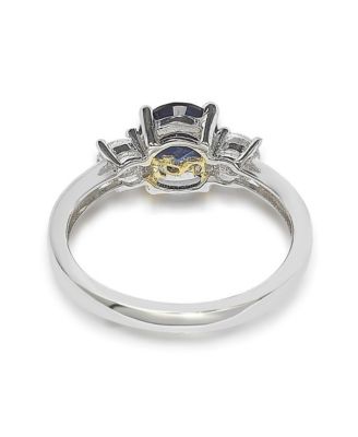 Suzy Levian Sterling Sapphire & Created Sapphire 3 Stone Proposal Ring