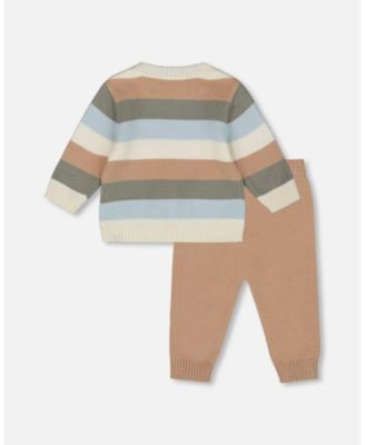 Baby Boys Knitted Top and Pant Set Light Caramel