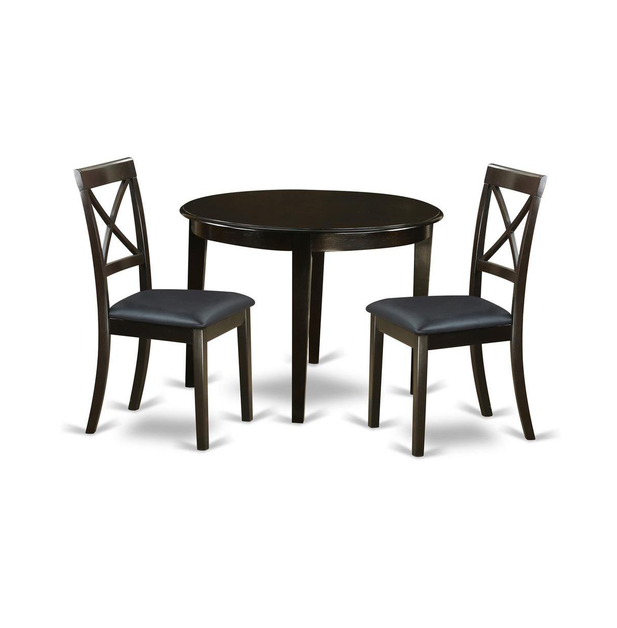 East West Furniture 3 Pc small Kitchen Table set-round Table and 2 Dining Chairs - Cappuccino