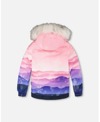 Girl Two-Piece Play Snowsuit with Printed Jacket Navy Blue - Toddler|Child