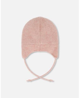 Baby Girl Lined Baby Knit Hat with Ears and Strings Dusty Pink - Baby|Toddler
