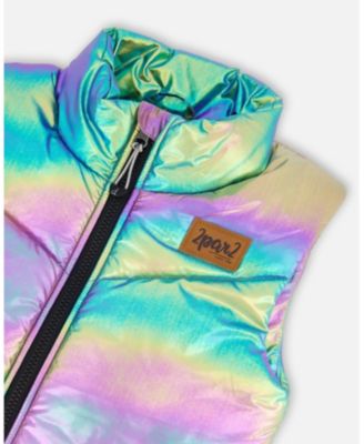Girl Quilted Mid-Season Sleeveless Vest Metallic Multicolor - Toddler|Child