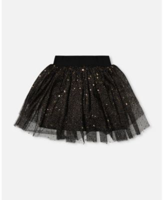 Toddler Girls Multi Layer Glittering Mesh Skirt Black - Toddler|Child