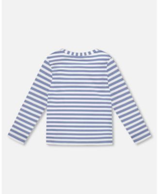 Baby Boy Super Soft Long Sleeve Striped Jersey T-Shirt Light Blue - Baby