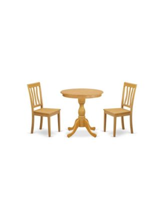3-Pc Modern Dining Room Set - 2 Dining Room Chairs and 1 Dining Room Table (Oak Finish)