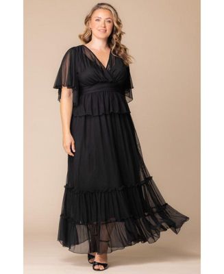 Plus Size Graceful Tiered Mesh Gown