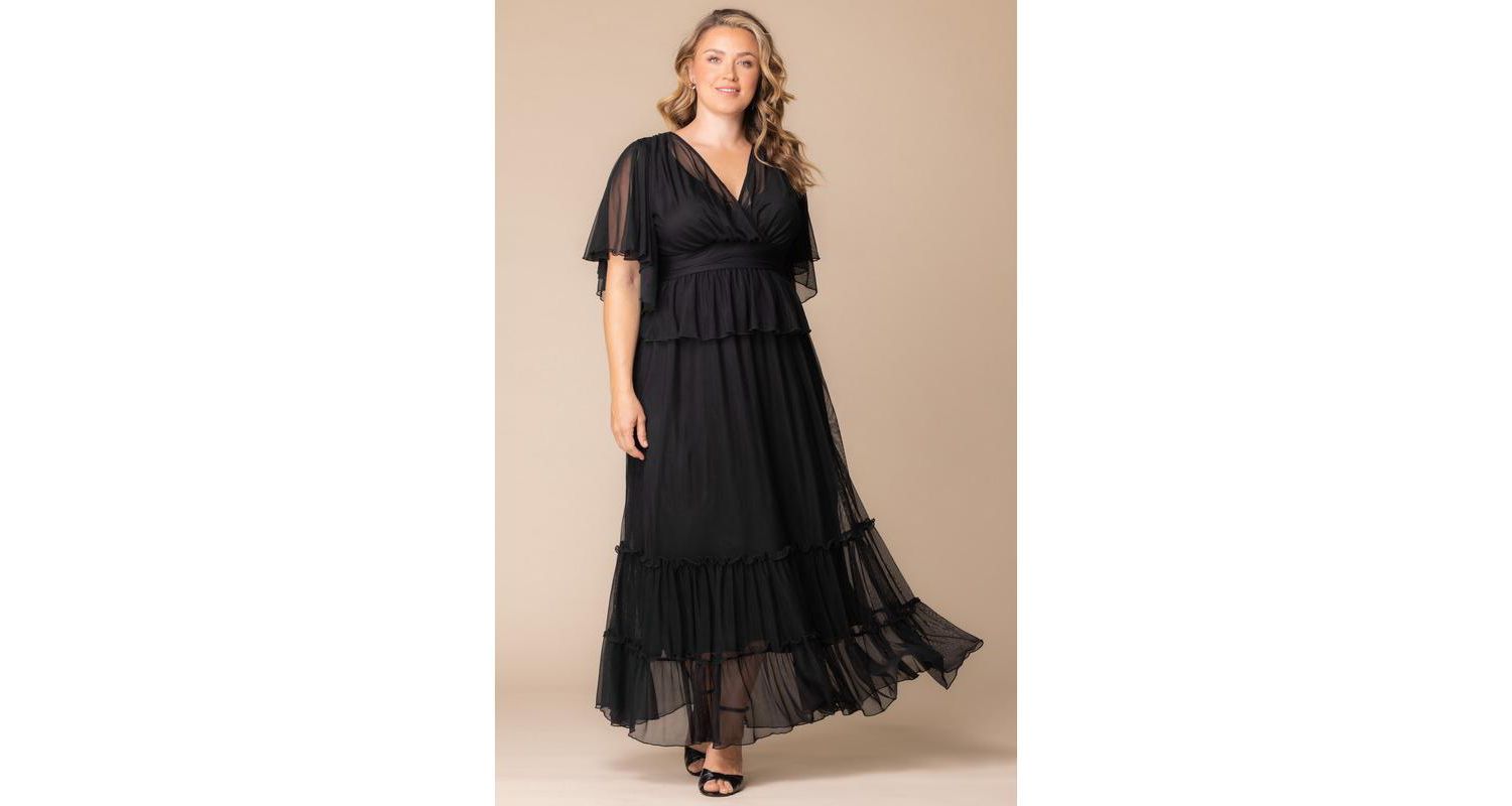 Plus Size Graceful Tiered Mesh Gown