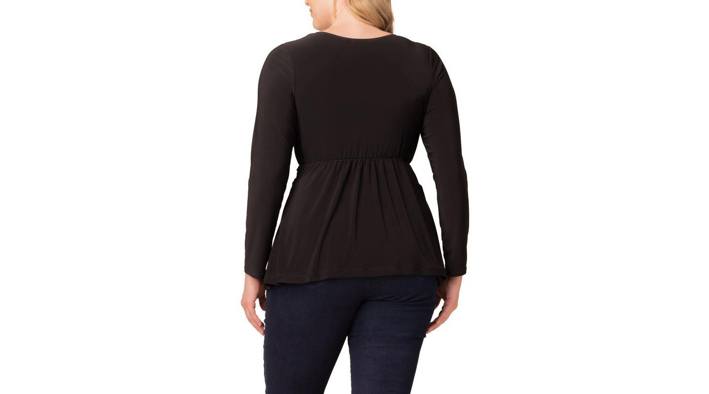 Женский топ Kiyonna Plus Size Abigail Long Sleeve Twist, цвет: Чёрный — фото 2