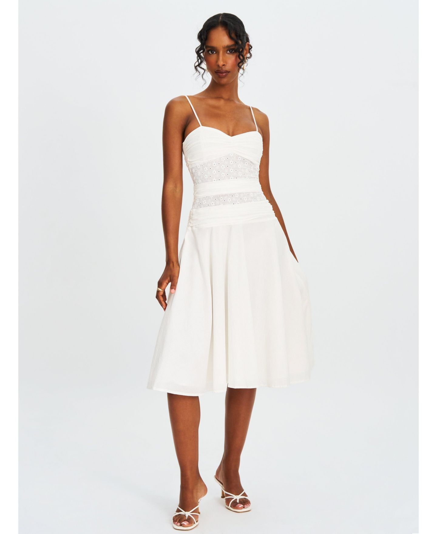 Женское платье Miss Circle Maelis White Eyelet Drop Waist Cotton Midi, цвет: Белый — фото 6