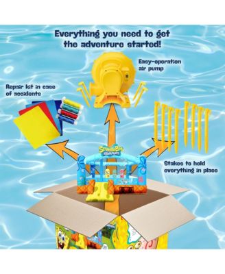SpongeBob Inflatable Bounce House for Kids with Air Blower, Stakes & Repair Kit