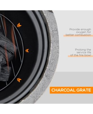 Fire Pit with Spark Screen and Poker, 18" Wood-burning Bowl,