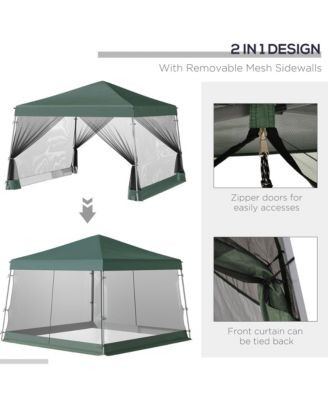 10' x 10' Pop Up Canopy with Screen Net Sidewalls, Green
