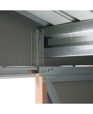 7 ft x 4 ft Outdoor Galvanized Metal Garden Storage Shed with Doors,