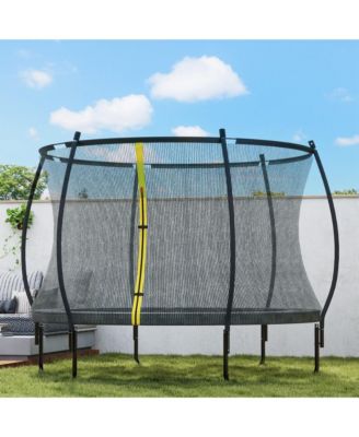 10ft Outdoor Trampoline with Net Enclosure, Curved Poles,