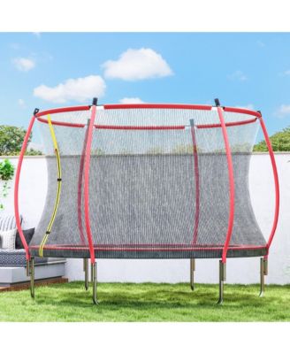 10ft Outdoor Trampoline with Net Enclosure, Curved Poles,